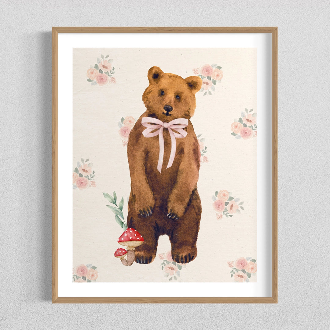 Coco and Blue Vintage Bear Art Print