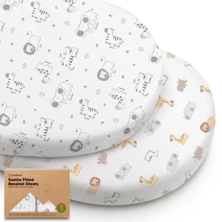 2 - Pack KeaBabies Soothe Fitted Bassinet Sheets