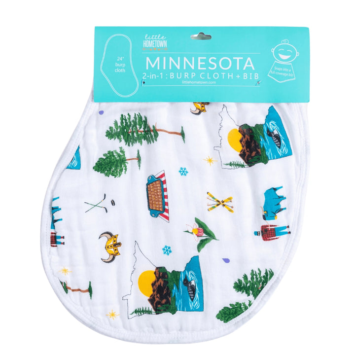 Minnesota Home Town Baby Burp Cloth & Bib Combo