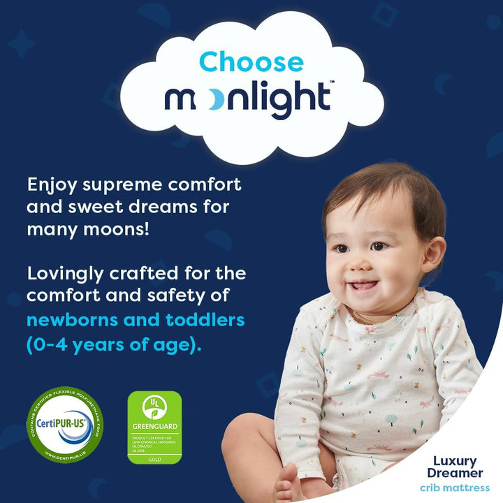 Moonlight Baby Luxury Dreamer Dual Sided Crib Mattress w/ Breathable Air Flow cover
