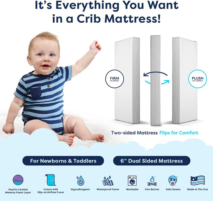 Moonlight Baby Luxury Dreamer Dual Sided Crib Mattress w/ Breathable Air Flow cover