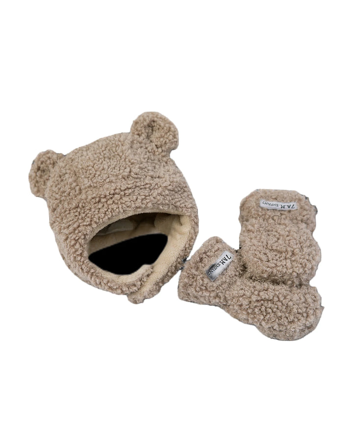 7 a.m. Teddy Bear Hat and Mitten set