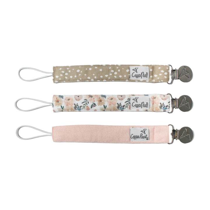 Copper Pearl Pacifier Clip - 3 pk