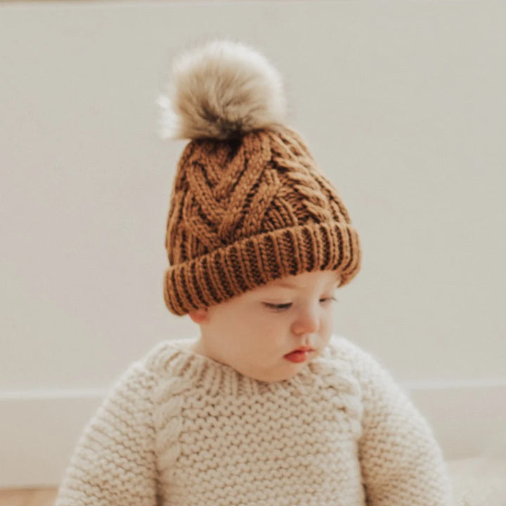 Huggalugs Pecan Pom Pom Beanie