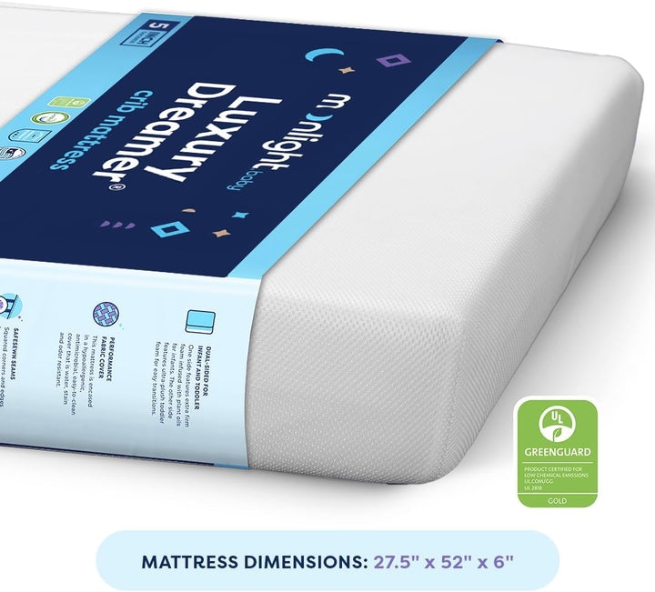 Moonlight Baby Luxury Dreamer Dual Sided Crib Mattress w/ Breathable Air Flow cover