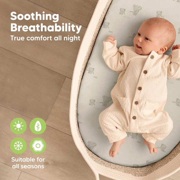 2 - Pack KeaBabies Soothe Fitted Bassinet Sheets