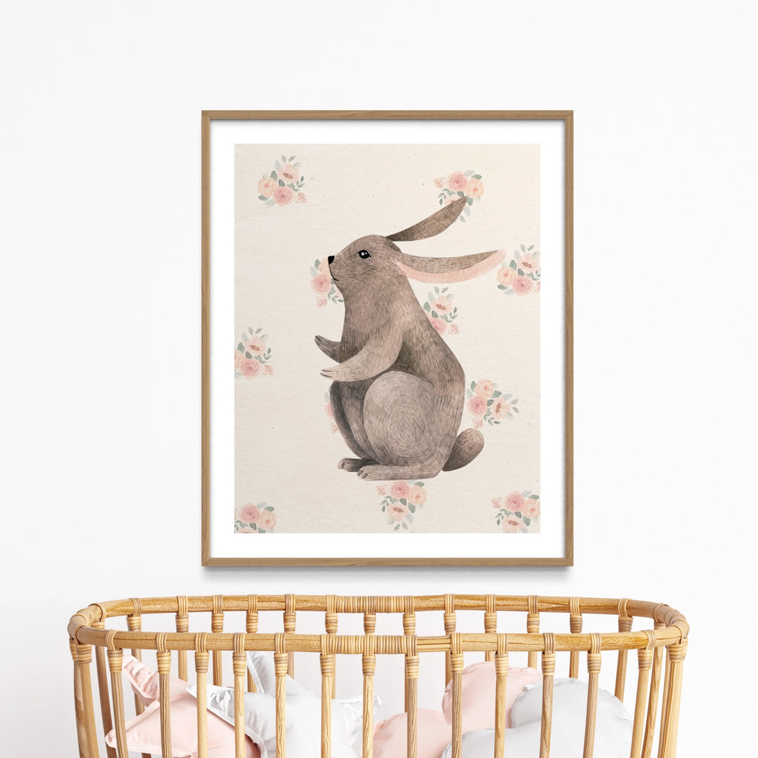 Coco and Blue Vintage Bunny Art Print