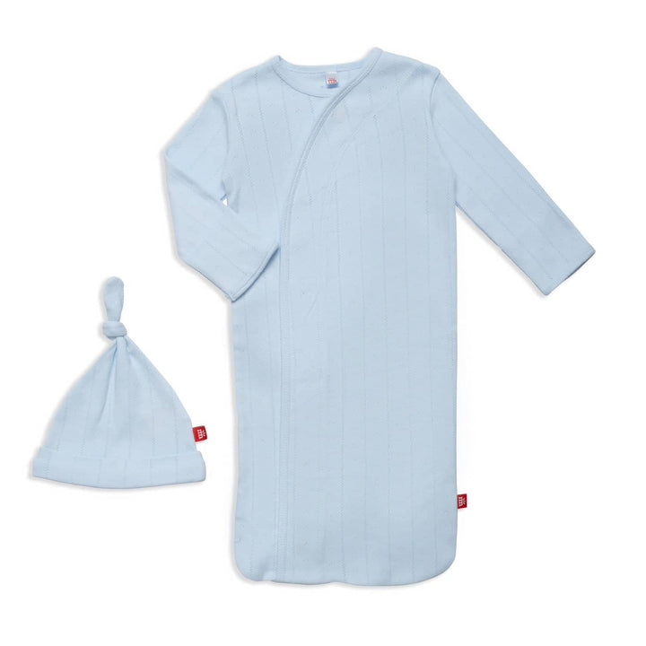 Magnetic Me Love lines organic cotton pointelle magnetic cozy sleeper gown + hat set