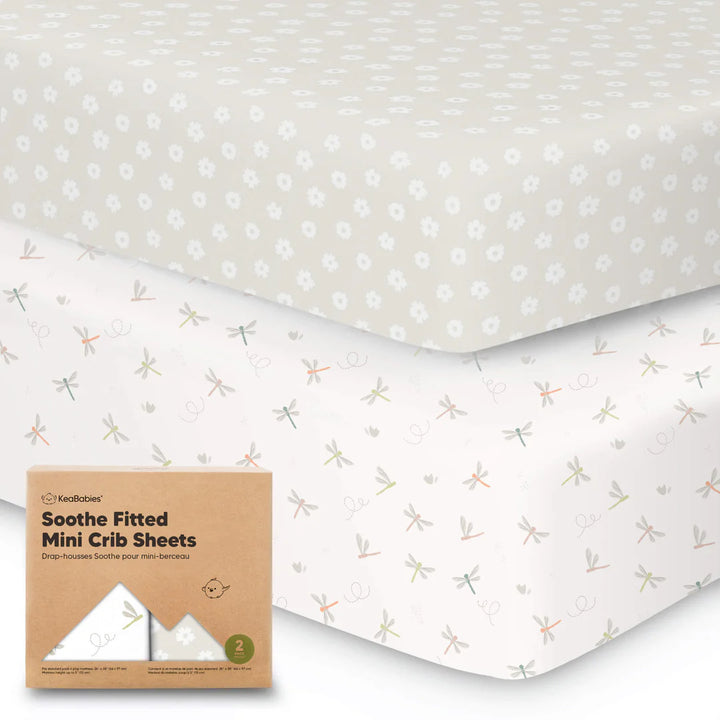 2 - Pack KeaBabies Soothe Fitted Mini Crib Sheets