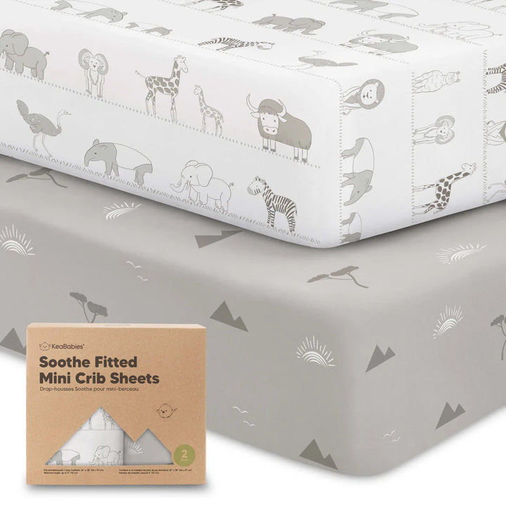 2 - Pack KeaBabies Soothe Fitted Mini Crib Sheets