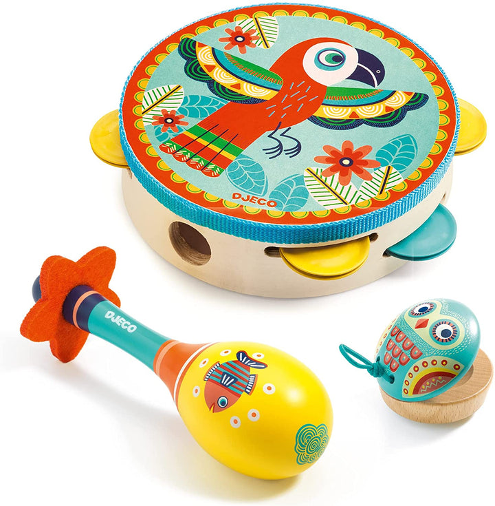 Djeco Animambo 3 Piece Tambourine Set