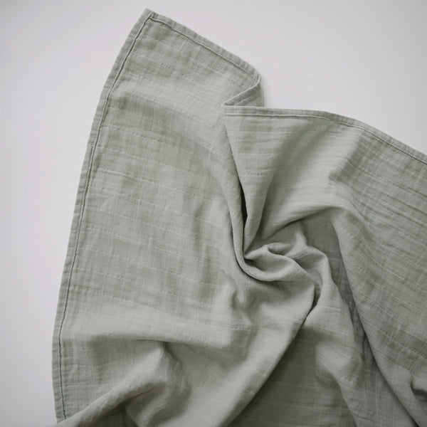 Mushie Muslin Organic Cotton Swaddle Blanket - Sage