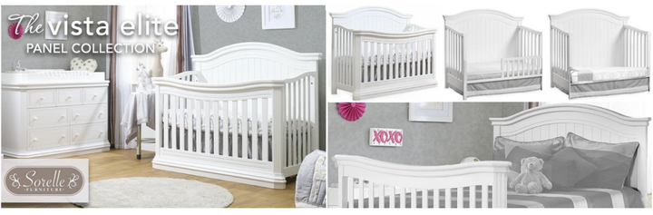 Sorelle Vista Elite 4-1 Crib and Double Dresser - White