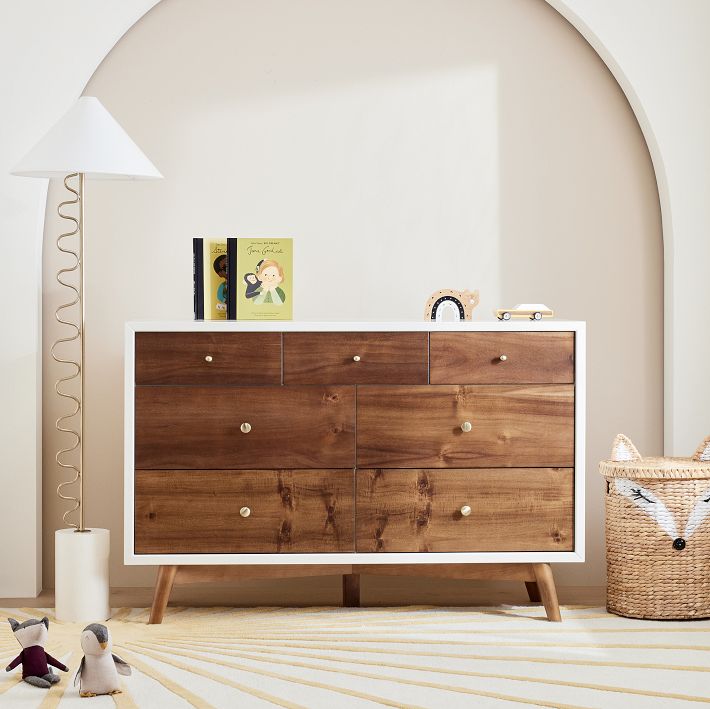 Babyletto Palma 7-Drawer Double Dresser - Walnut and White