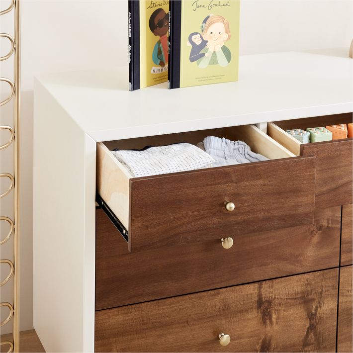 Babyletto Palma 7-Drawer Double Dresser - Walnut and White