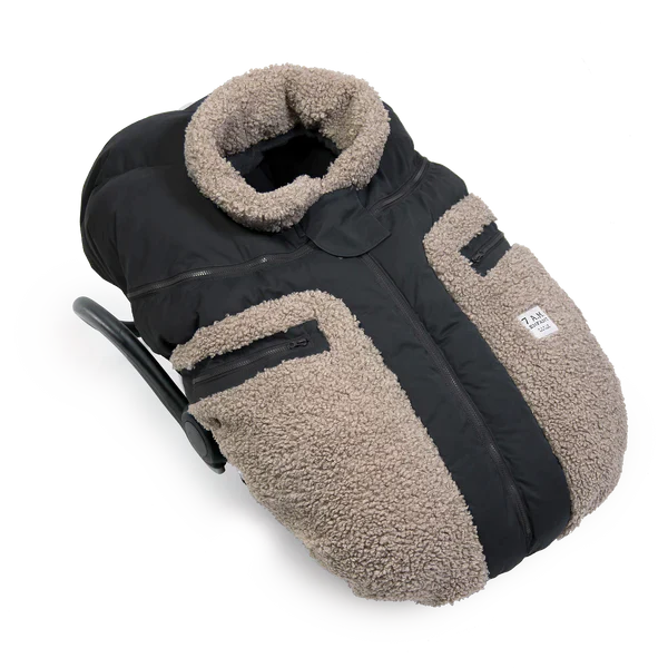 7 AM Car Seat Cocoon - Smokey Oatmeal Teddy