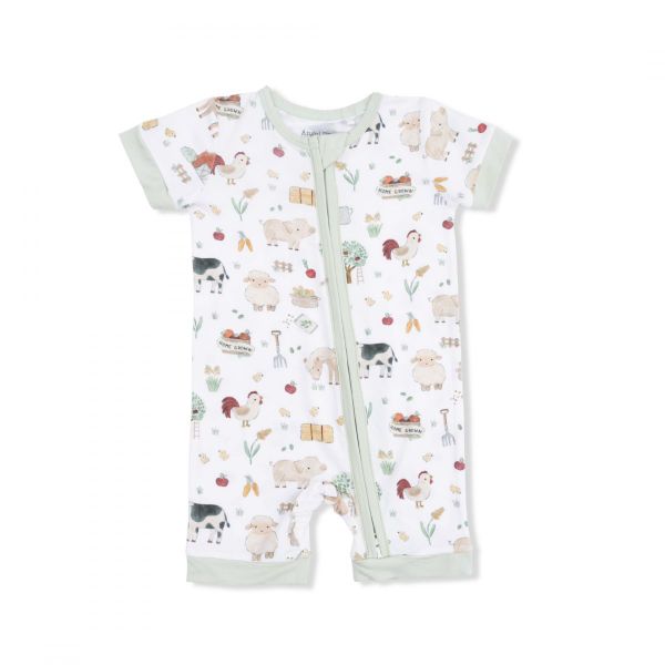 Angel Dear 2 Way Zipper Shortie Romper - Cute Farm Animals