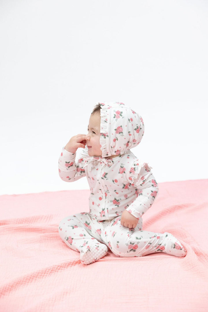 Pink Rosettes 2 way Zipper Footie