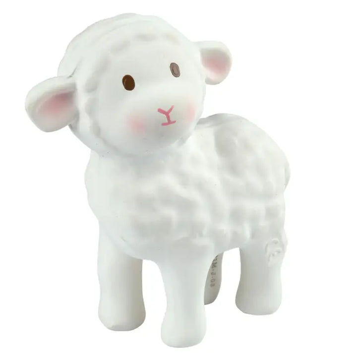 Tikiri Toys Lamb- Natural Rubber Teether, Rattle & Bath Toy