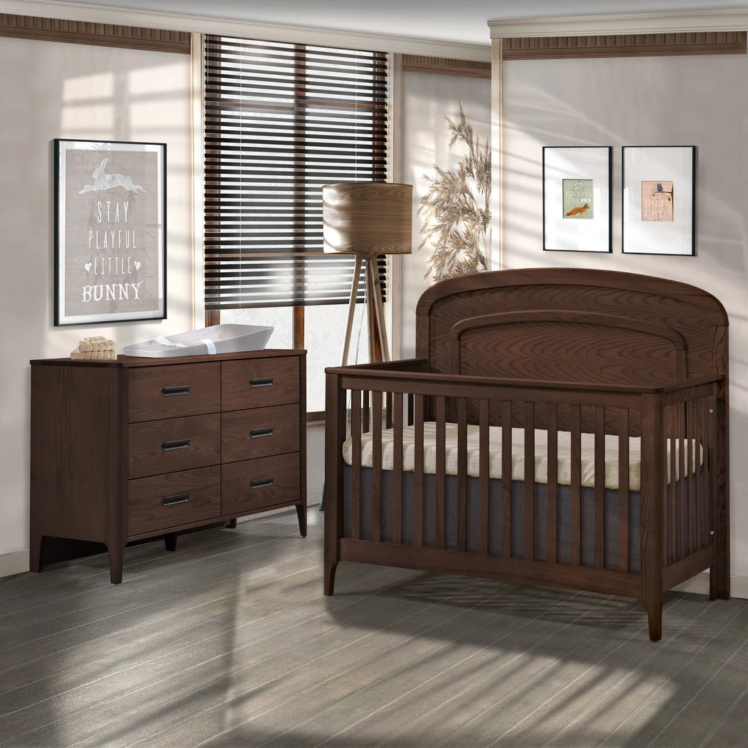 Natart Palo “5-in-1” Convertible Crib with arched decorative molding