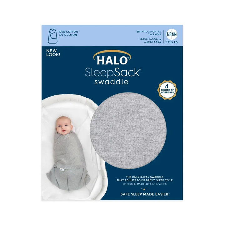 Halo Sleepsack Swaddle 100% Cotton - Heather Gray 1.5 Tog