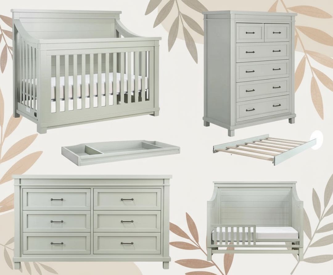 Baby Appleseed Rowan Flat Top Convertible Crib - Sage