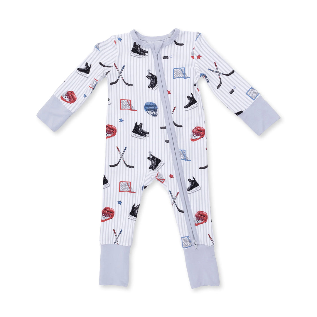 Angel Dear 2 Way Zipper Romper- Hockey Stripes