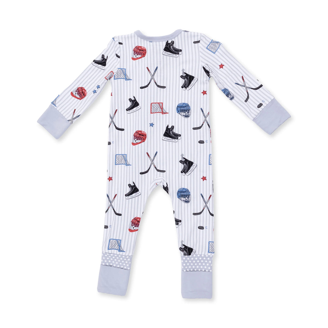 Angel Dear 2 Way Zipper Romper- Hockey Stripes