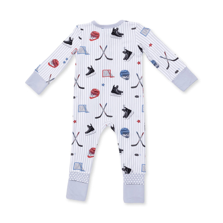 Angel Dear 2 Way Zipper Romper- Hockey Stripes