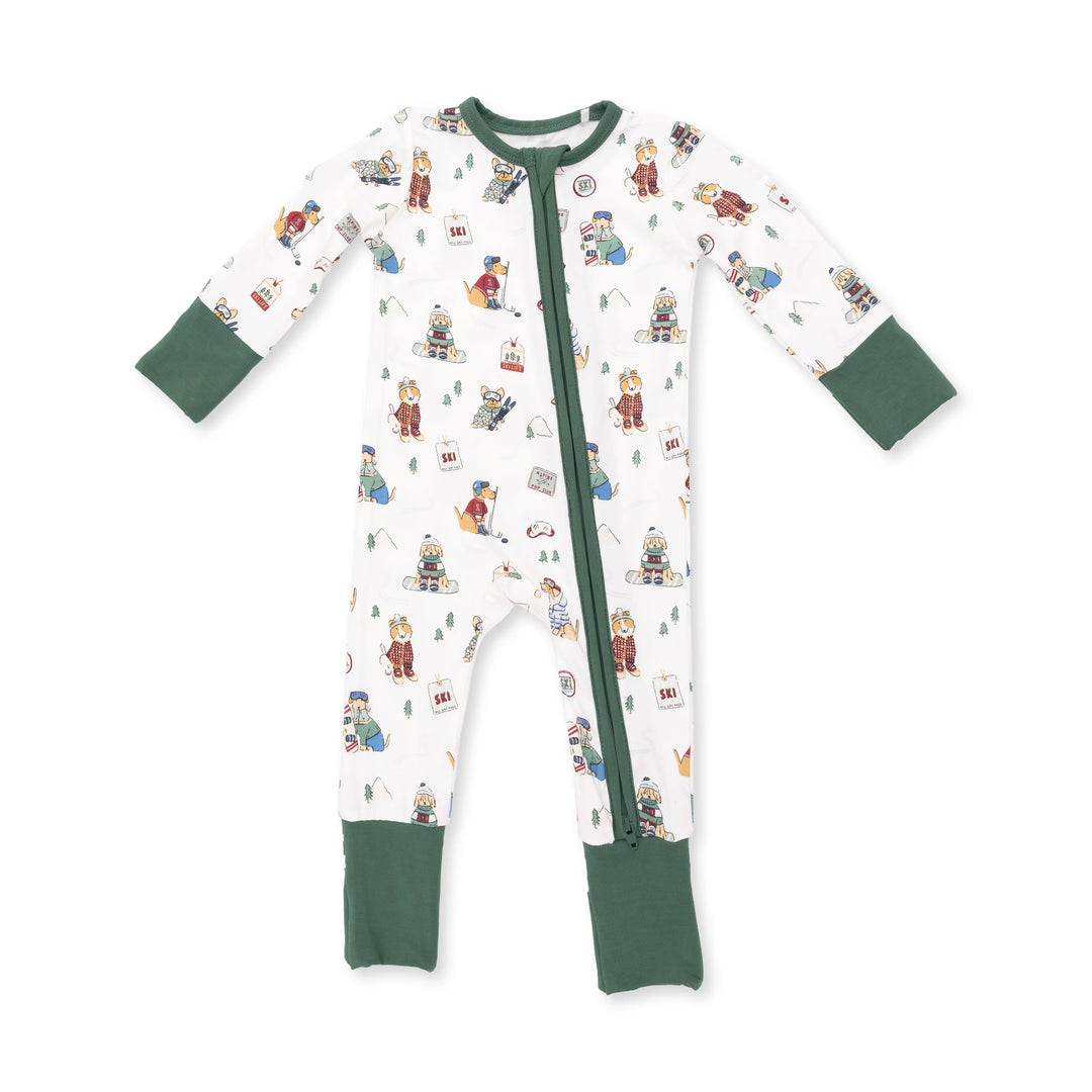 Angel Dear Convertible Romper - Winter Sports Dogs - Green
