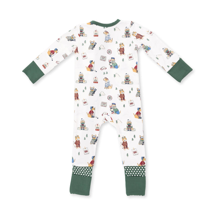 Angel Dear Convertible Romper - Winter Sports Dogs - Green