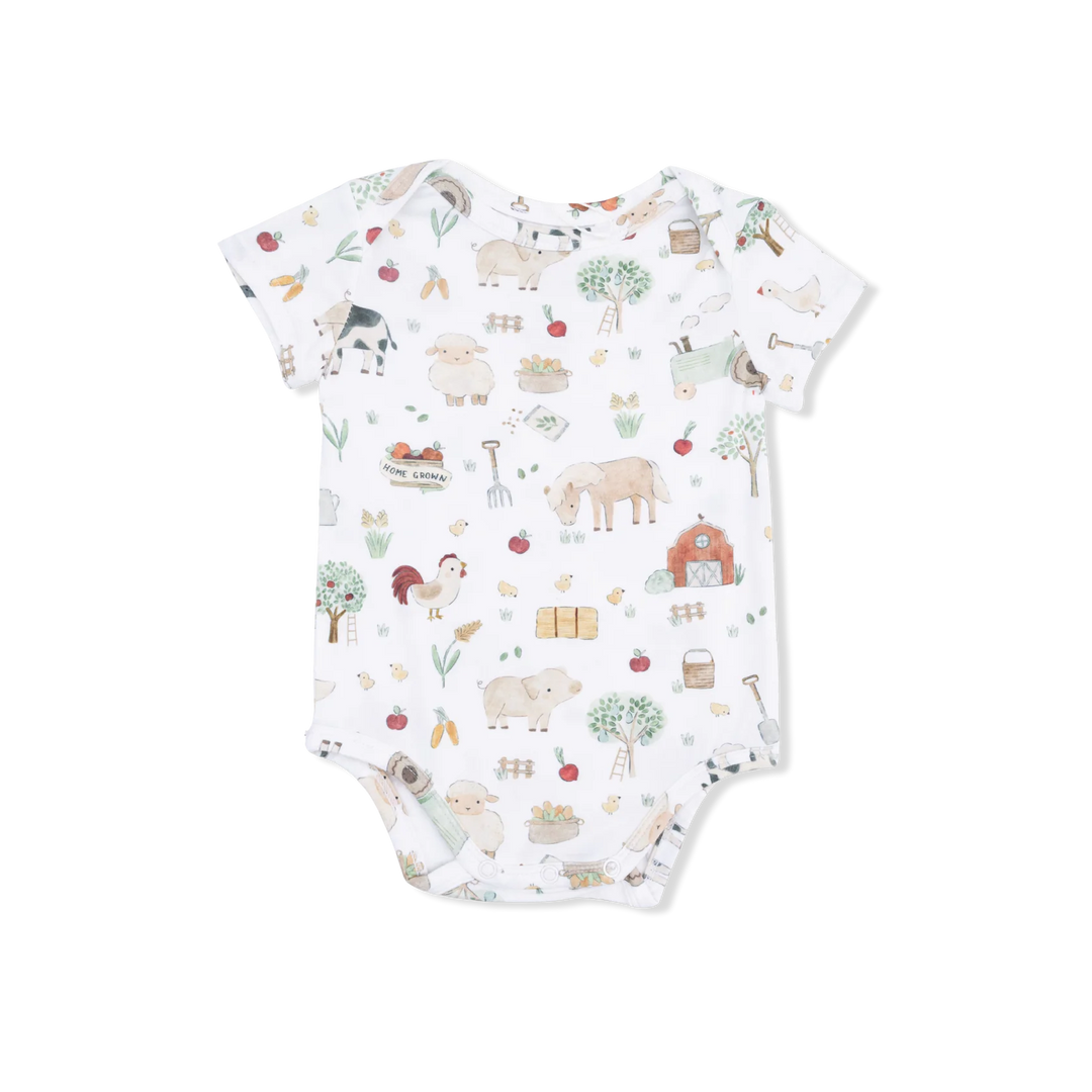 Angel Dear Short Sleeve Bodysuit - Cute Farm Animals