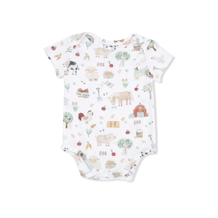 Angel Dear Short Sleeve Bodysuit - Cute Farm Animals