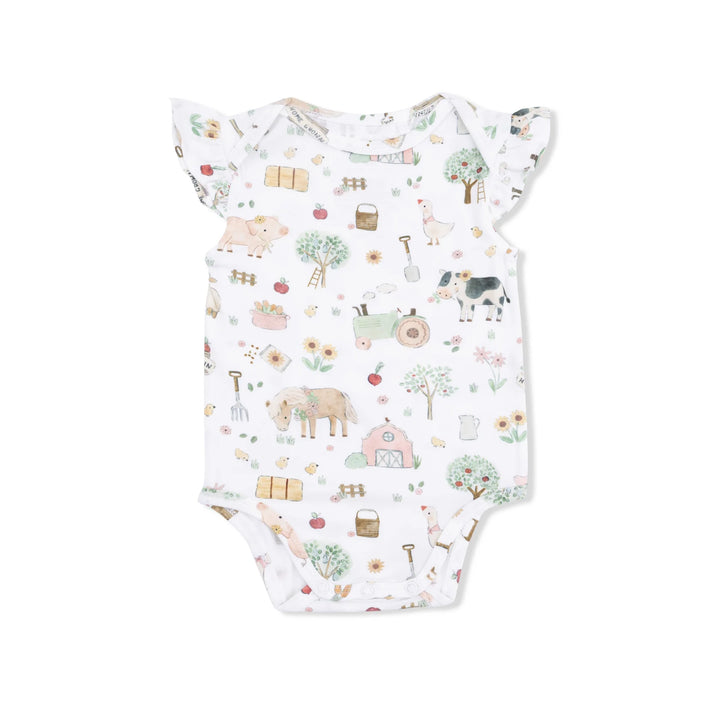 Angel Dear Short Sleeve Bodysuit - Cute Farm Animals