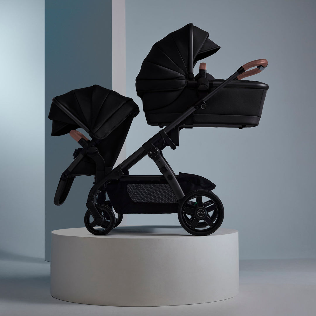 single to double stroller with bassinet Silver Cross Wave 3 Complete Single to Double Stroller w/ Bassinet & Tandem Seat