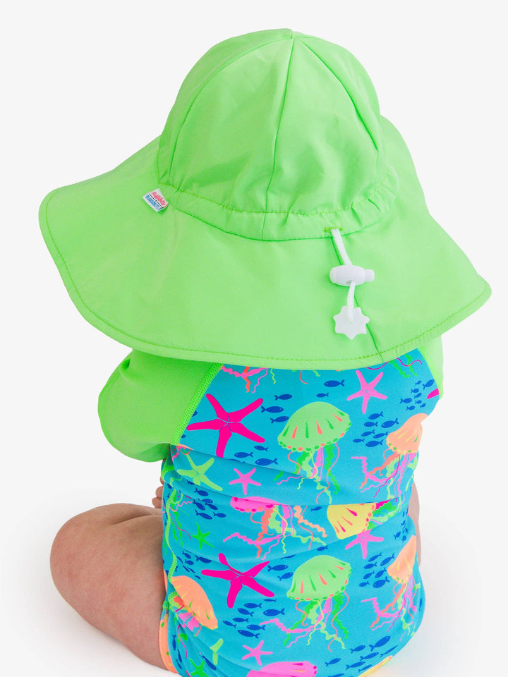 RuffleButts + RuggedButts Sun Protective Hat - Neon Honeydew