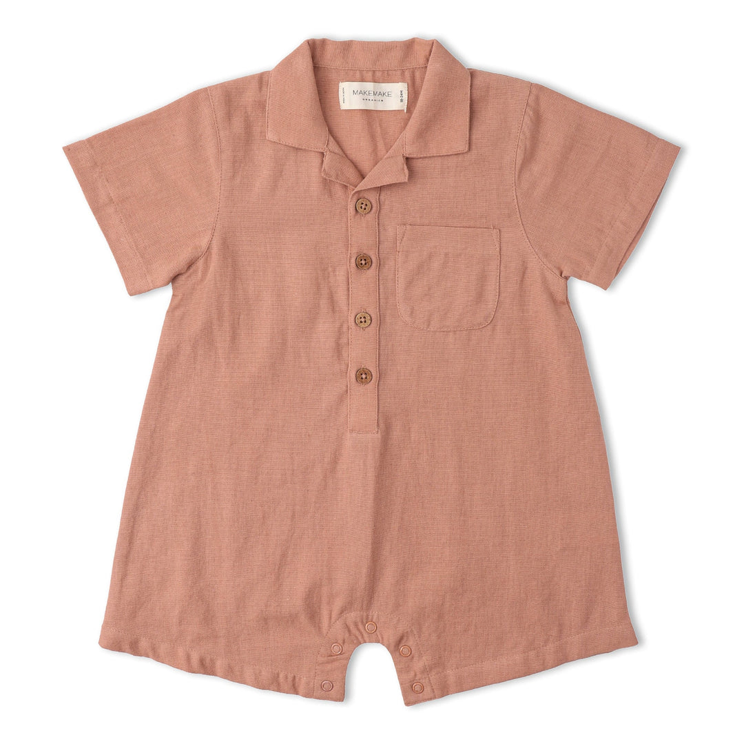 Makemake Organic Collared Romper - Clay