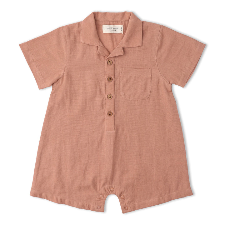 Makemake Organic Collared Romper - Clay