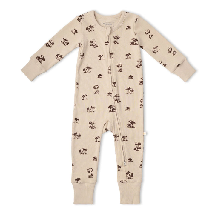 Make Make Organic 2-Way Zip Romper - Mushroom