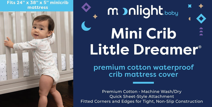 Moonlight Mini Crib Little Dreamer Premium Cotton Waterproof Mattress Cover