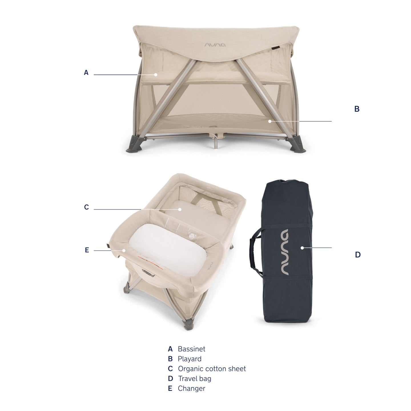 Nuna SENA Aire Playard with Zip-Off Bassinet + Changer – Baby Grand