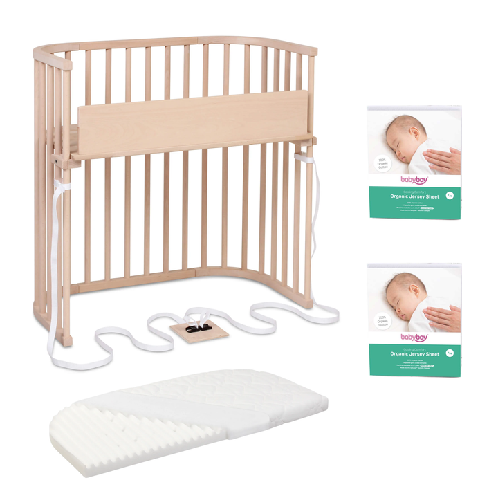 BabyBay Maxi Tall Bedside Bassinet BUNDLE - Untreated Wood