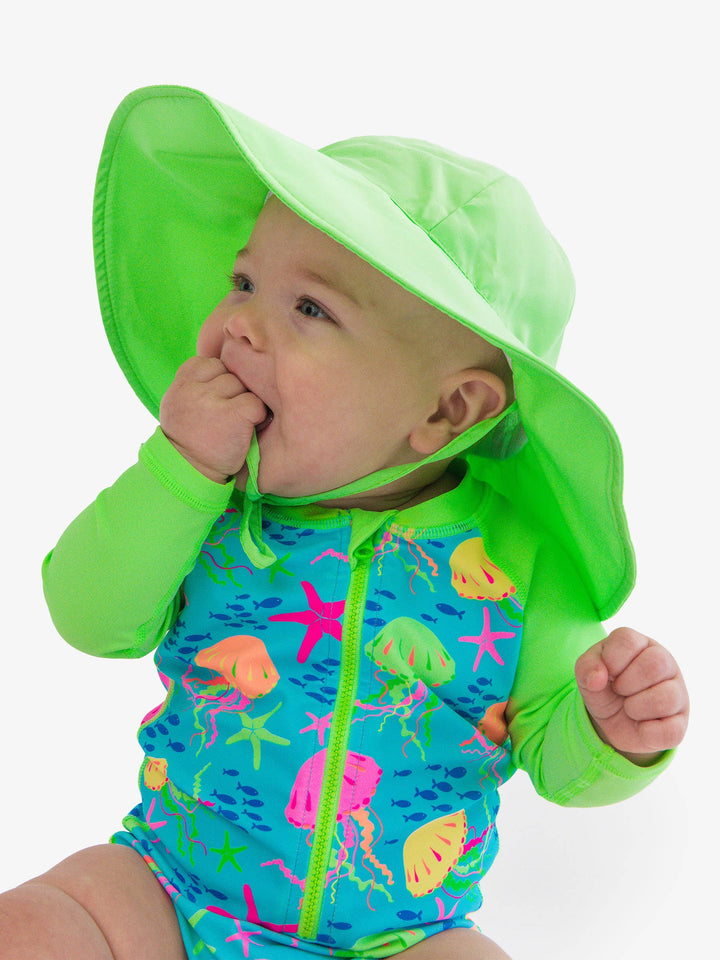 RuffleButts + RuggedButts Sun Protective Hat - Neon Honeydew