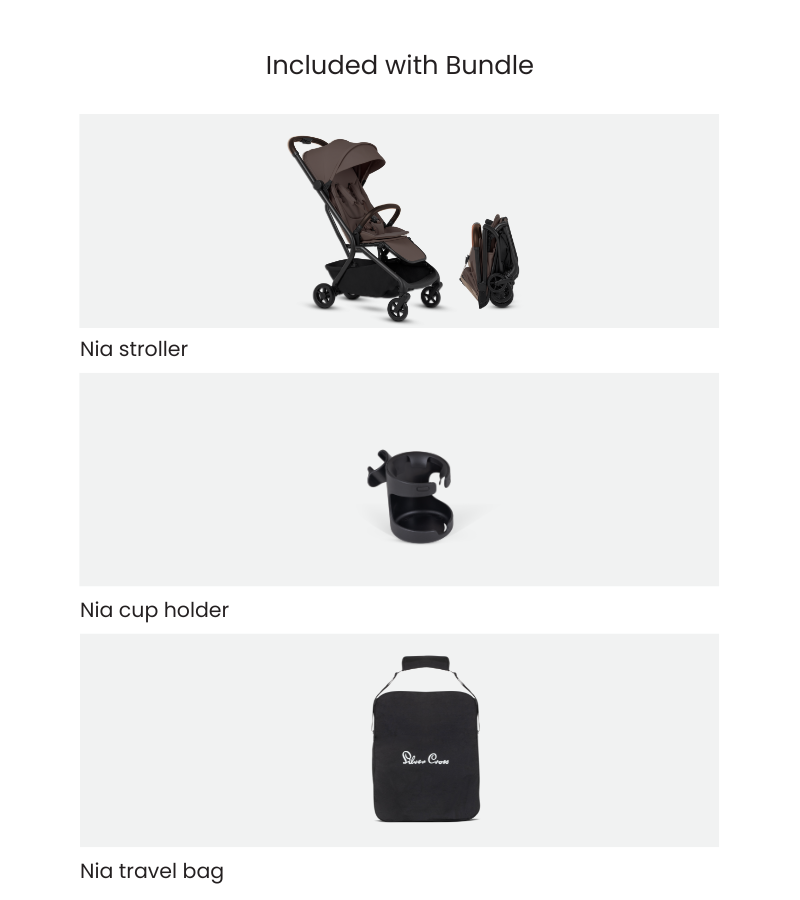 Silver Cross Nia Stroller Travel Bundle - Chocolate