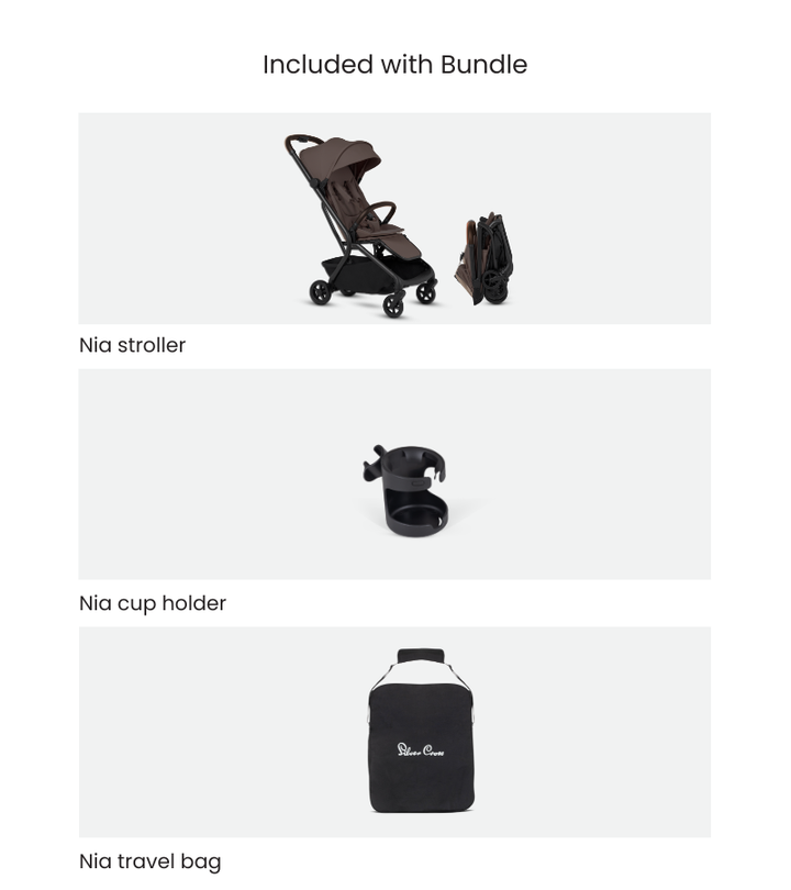 Silver Cross Nia Stroller Travel Bundle - Chocolate