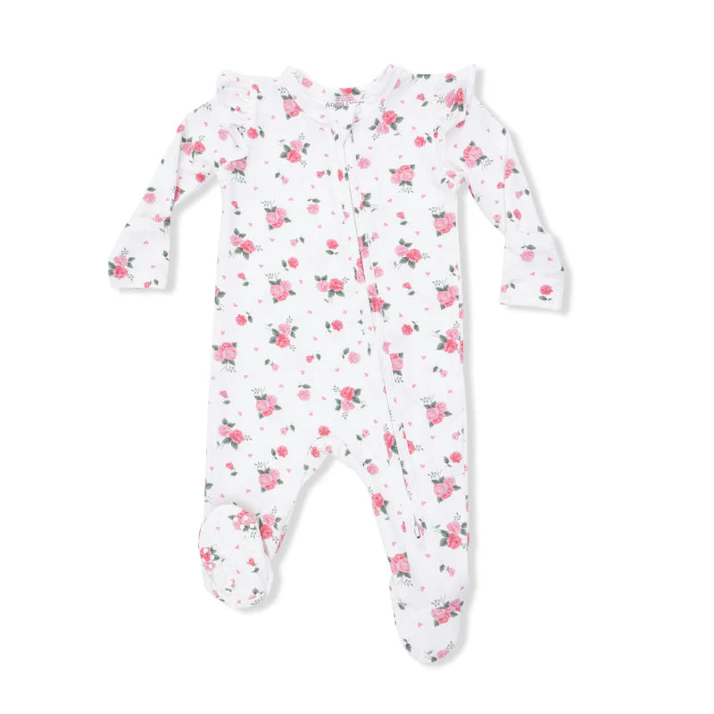 Pink Rosettes 2 way Zipper Footie