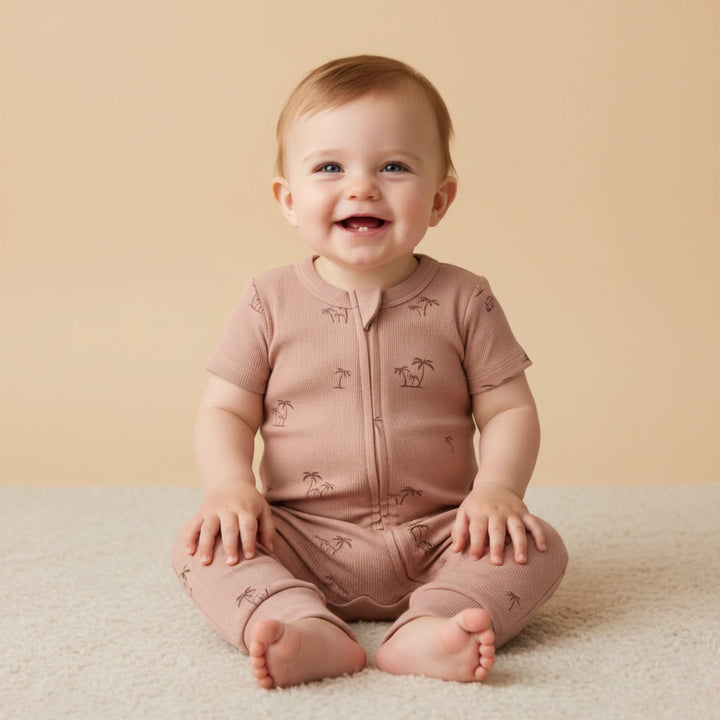 Makemake Organics Short Sleeve Zip Romper
