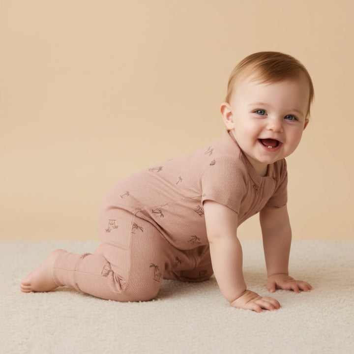 Makemake Organics Short Sleeve Zip Romper
