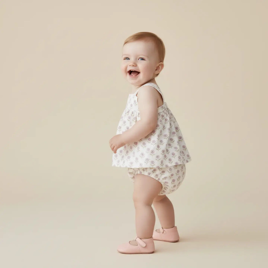 Makemake Organics Scalloped Top and Bloomer Set - Lavender