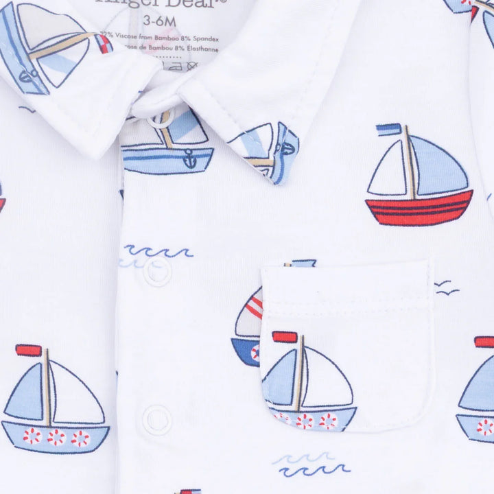 Polo Shortie Romper- Sailboat